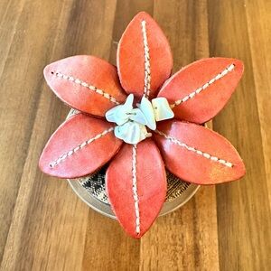 Leather Flower Brooch